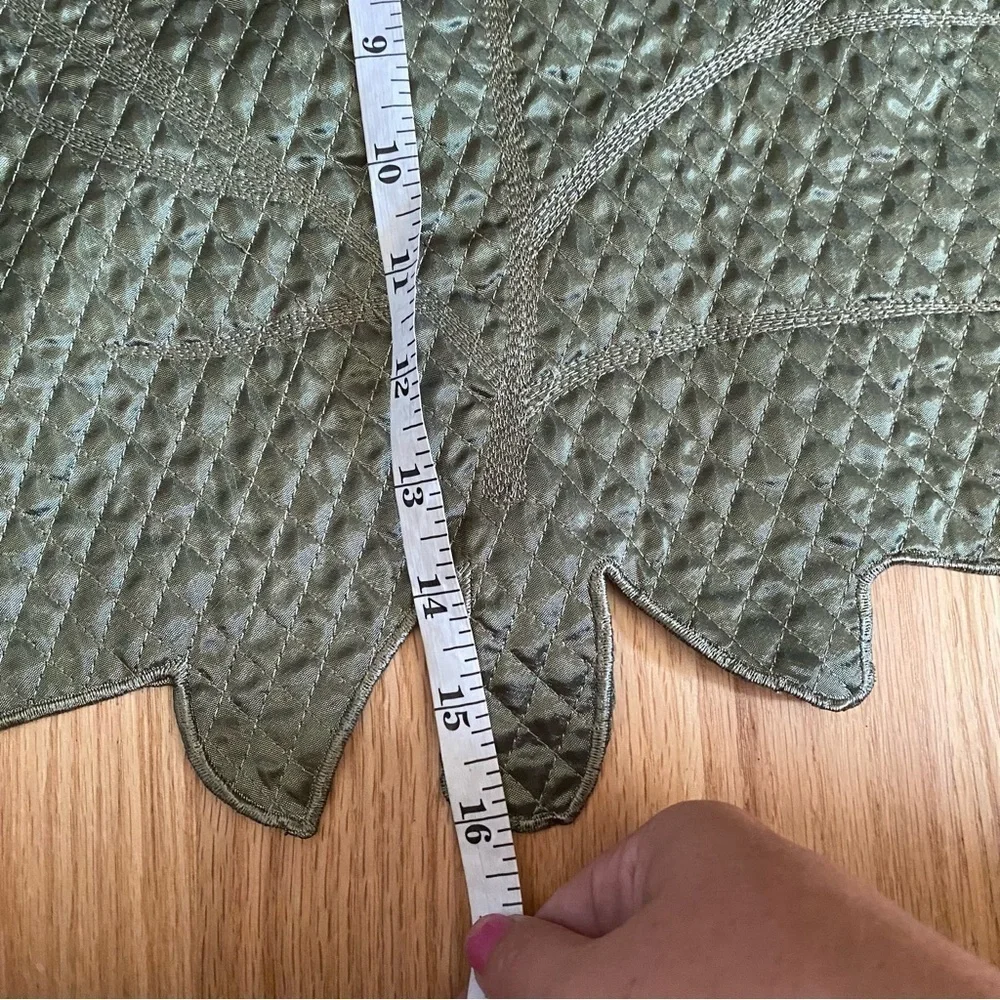 Vintage Green Maple Leaf Fall Place Mat Decorative Cloth Bundle Lot of 4 Home